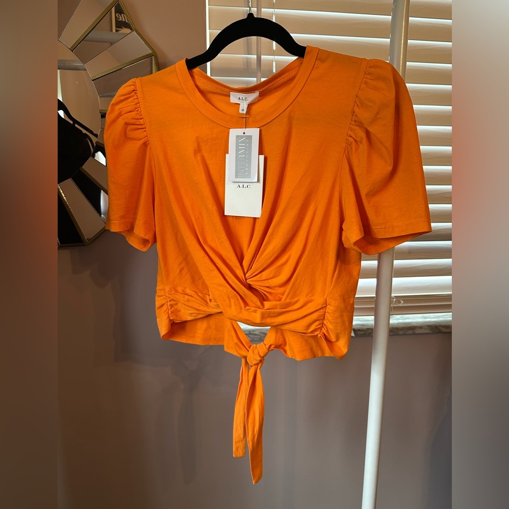 A.L.C. Women's Orange Puff Sleeve Top